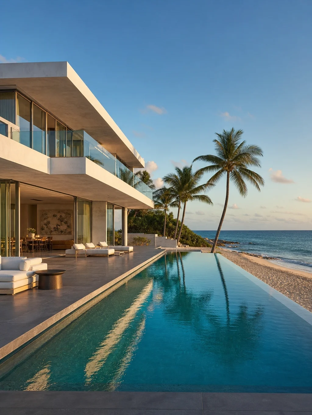 Luxury beachfront villa on the North Coast with turquoise Mediterranean waters